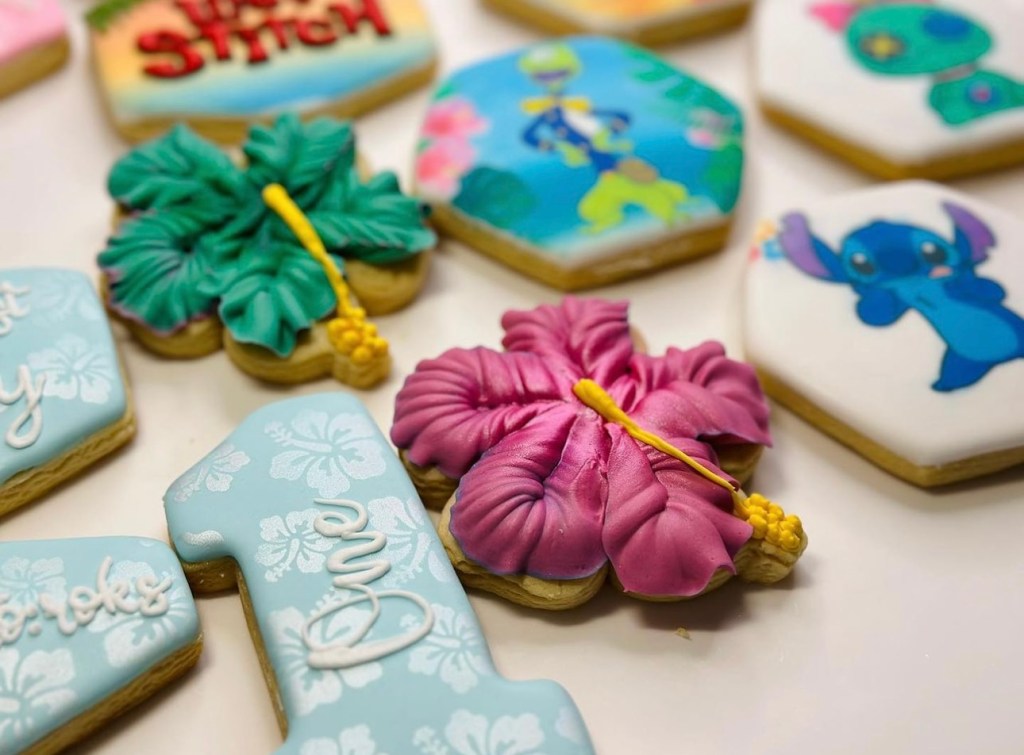 Sugar cookies with Hawaiian-themed icing