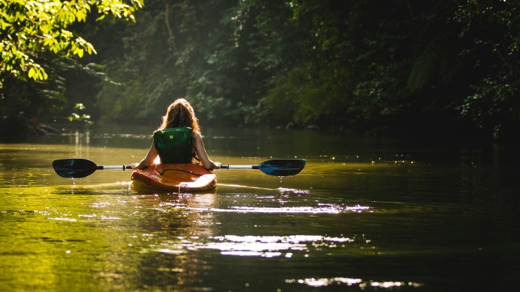 Woman kayaking in the sunshine